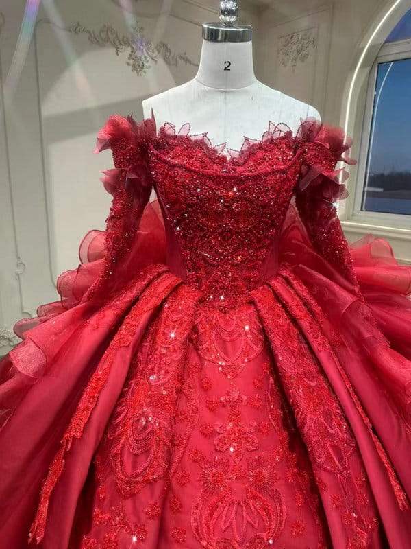 red lace wedding dress 1597-001