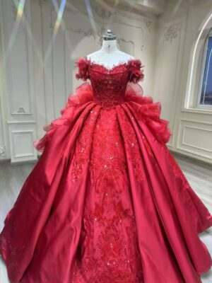 red lace wedding dress 1597-006