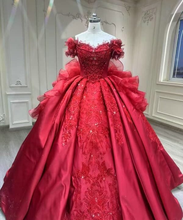 red lace wedding dress 1597-006