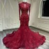 red mermaid wedding dress 1600-001