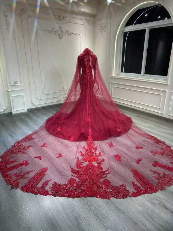 red mermaid wedding dress 1600-006