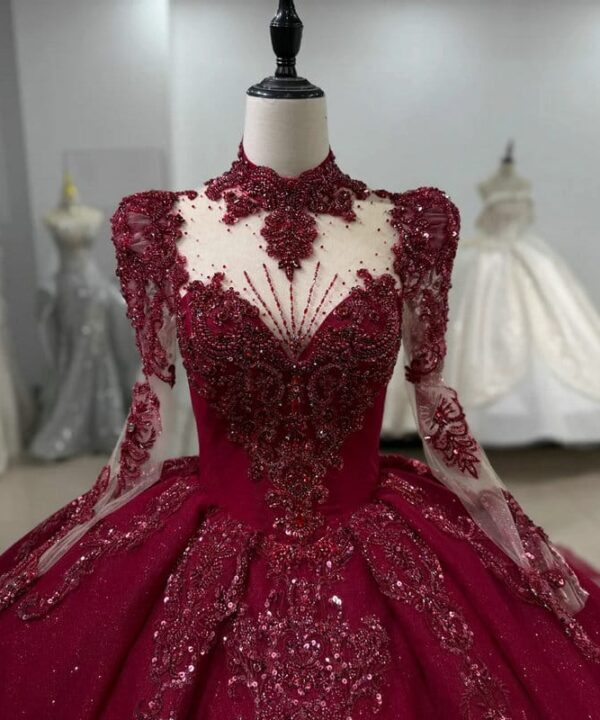 red plus size wedding dress 1607-05