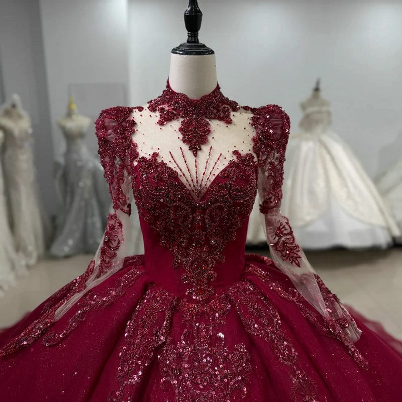 red plus size wedding dress 1607-05