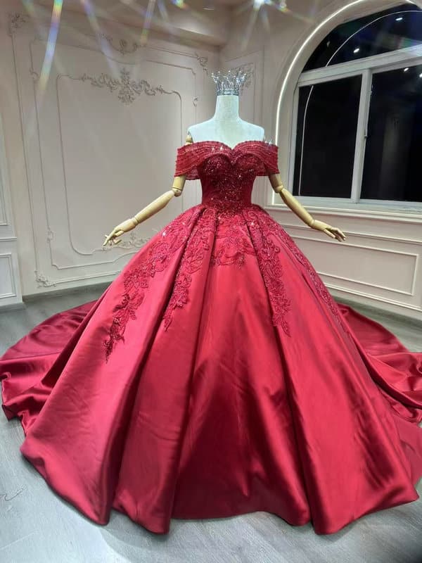 red satin wedding dress 1596-003