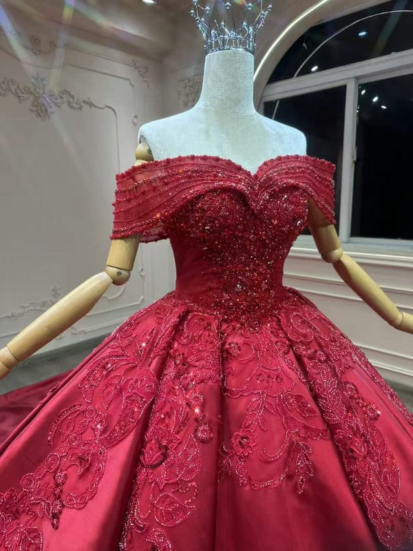 red satin wedding dress 1596-005