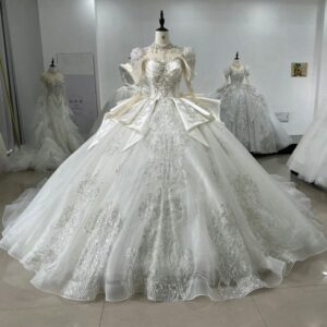 satin and tulle wedding dress 1610-01