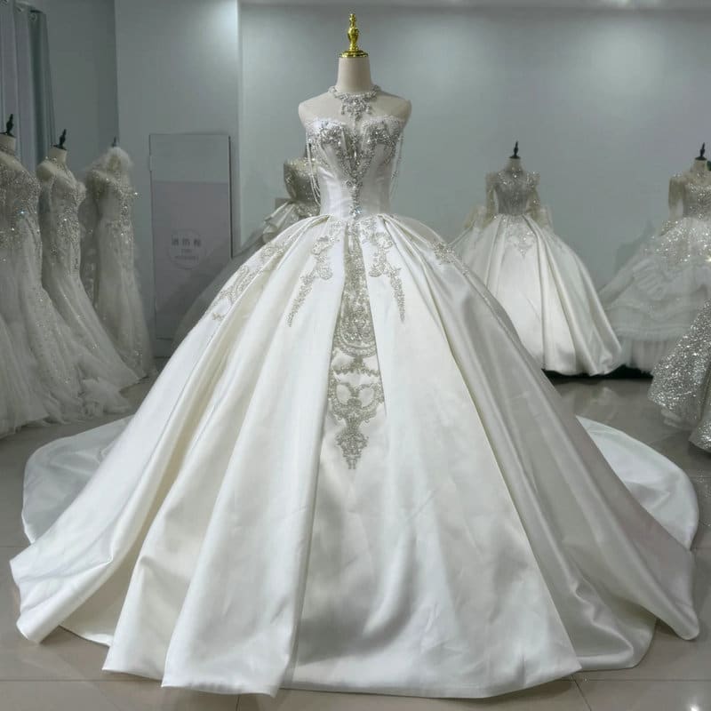 satin ball gown wedding dress 1604-01