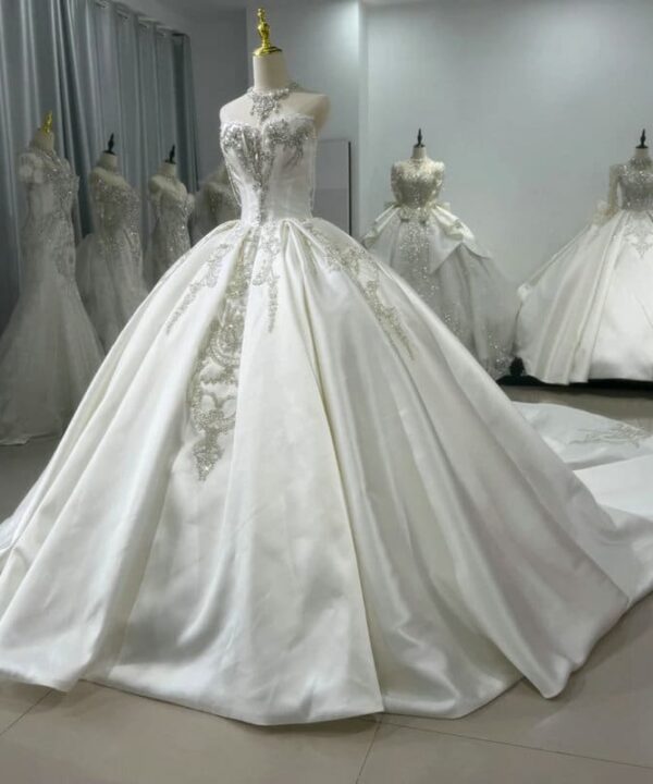 satin ball gown wedding dress 1604-03
