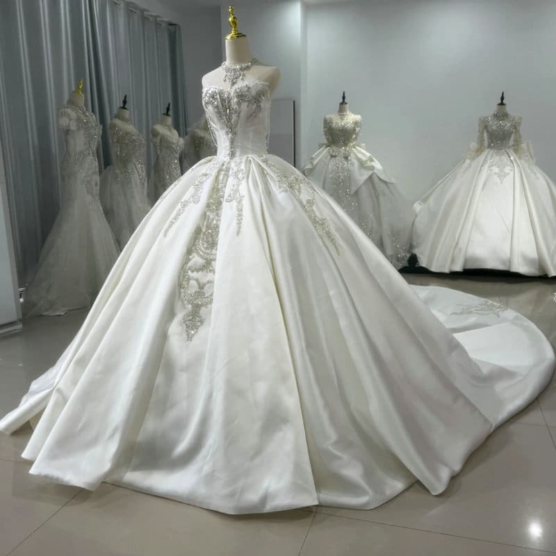 satin ball gown wedding dress 1604-03