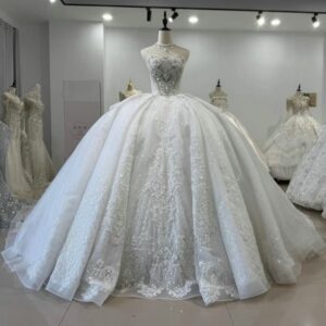 detachable sleeve wedding dress 1611-01