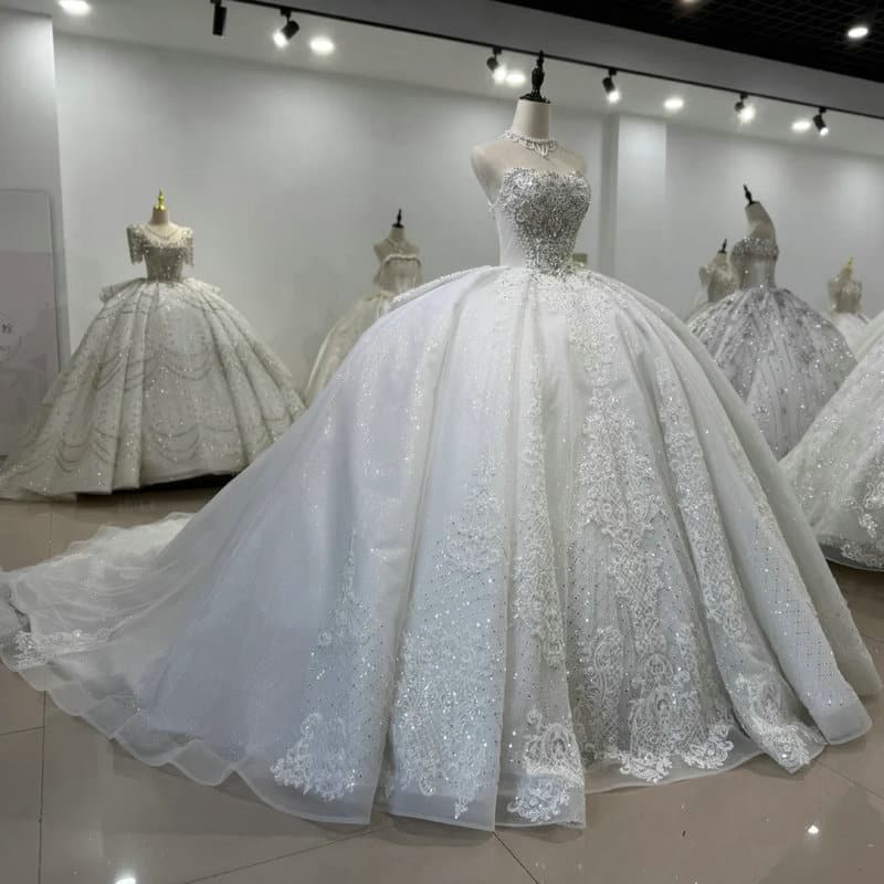 detachable sleeve wedding dress 1611-02