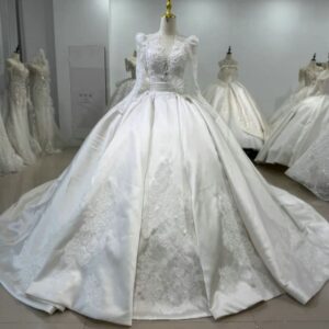 plunging neckline wedding dress 1623-01