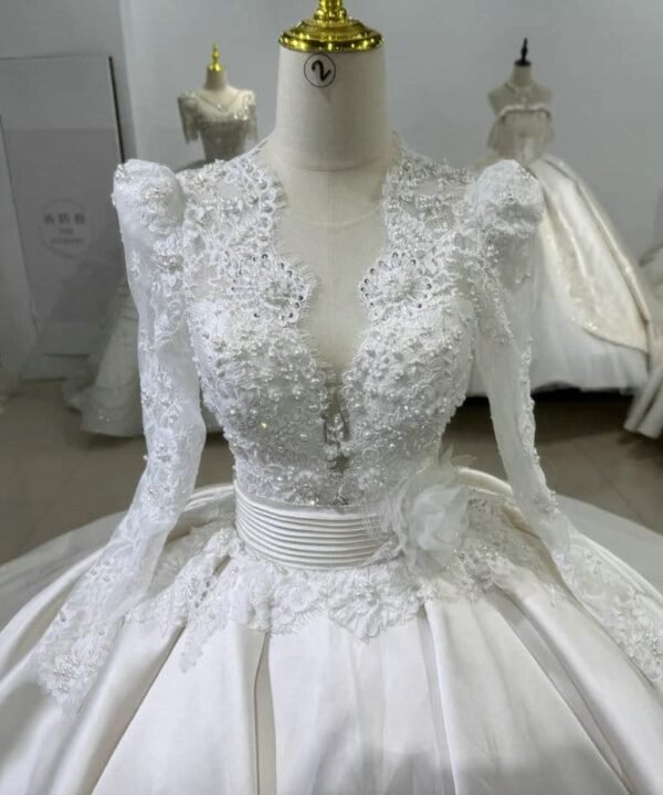 plunging neckline wedding dress 1623-04
