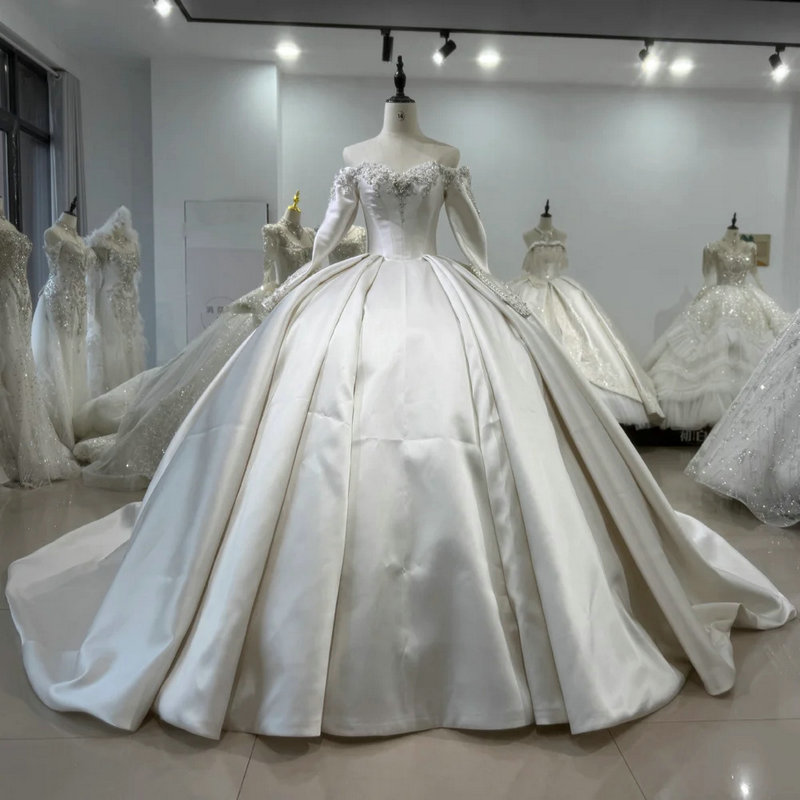 princess satin wedding dress 1625-01