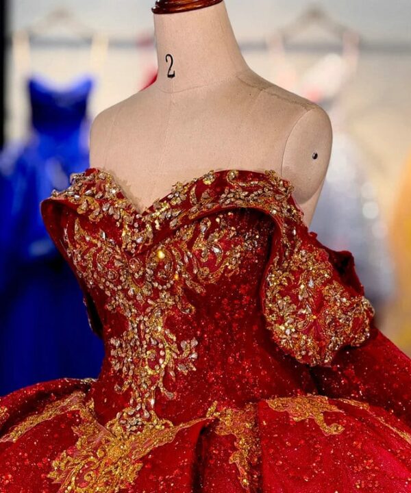 red and gold quinceanera dresses 163202