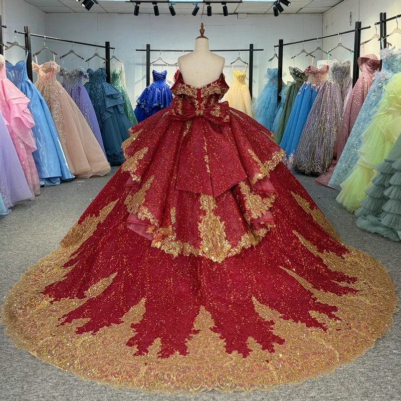 red and gold quinceanera dresses 163203