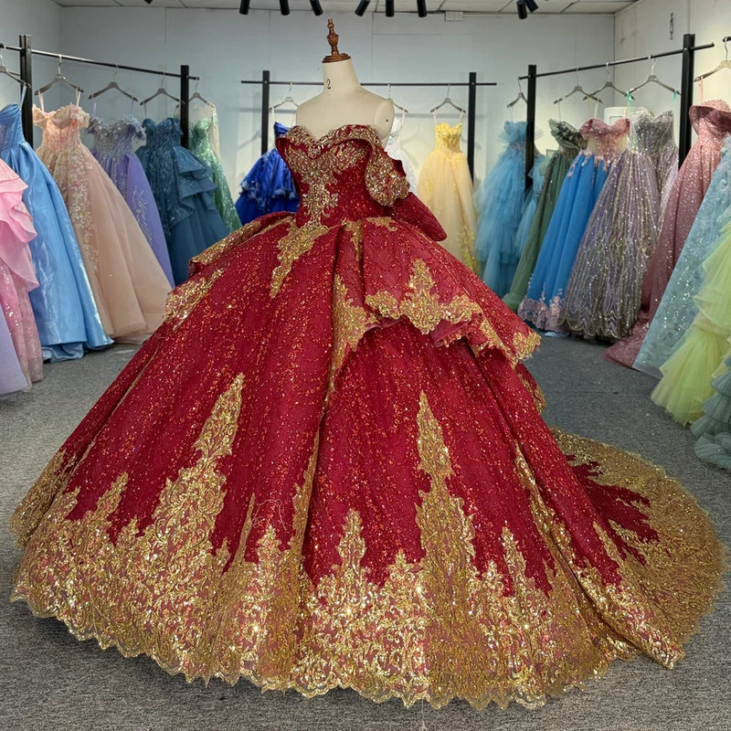 red and gold quinceanera dresses 163206