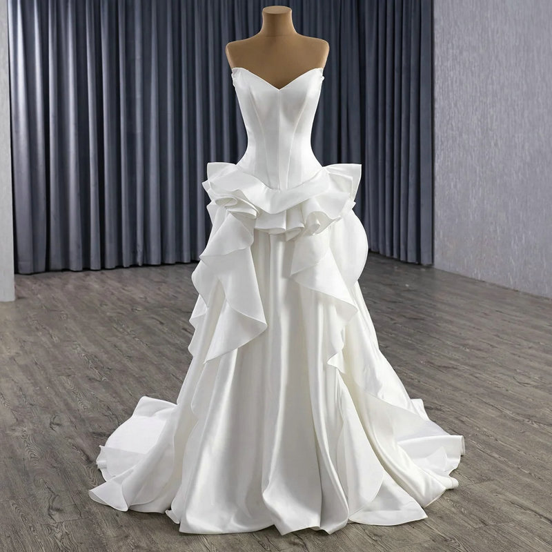 satin a line wedding dress 1618-01