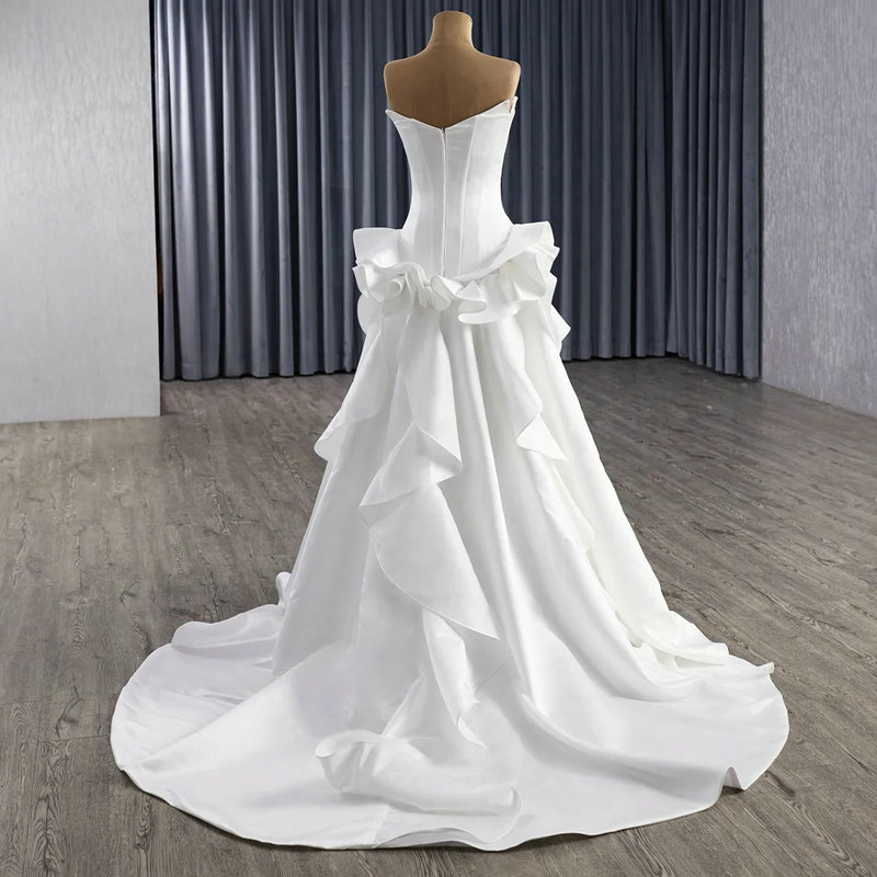 satin a line wedding dress 1618-02