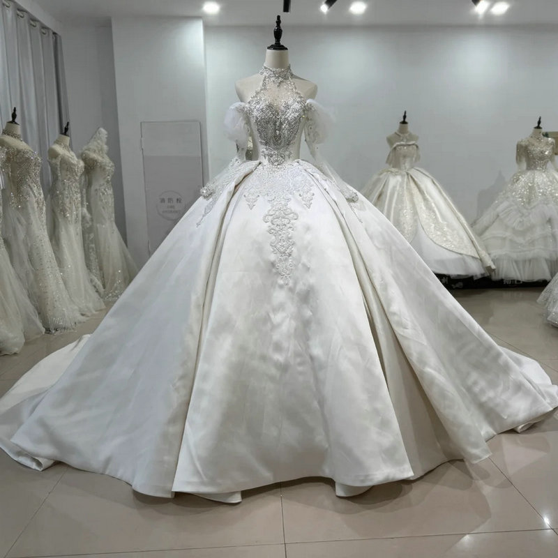 satin ball gown wedding dress 1621-01