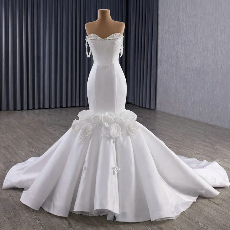satin mermaid wedding dress 1613-01