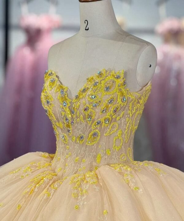yellow quinceanera dresses 163102