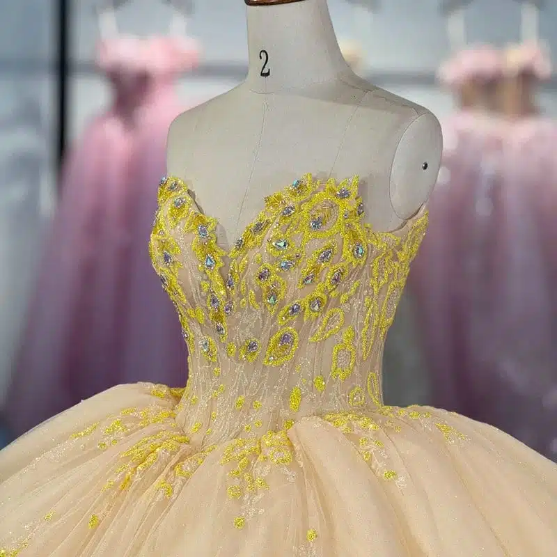 yellow quinceanera dresses 163102