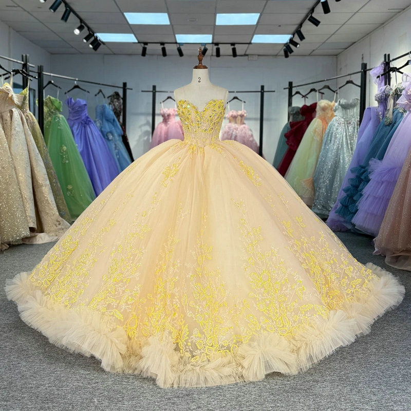 yellow quinceanera dresses 163105