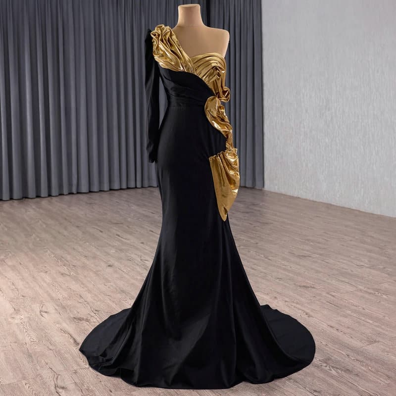 black and gold evening dress 1644-5