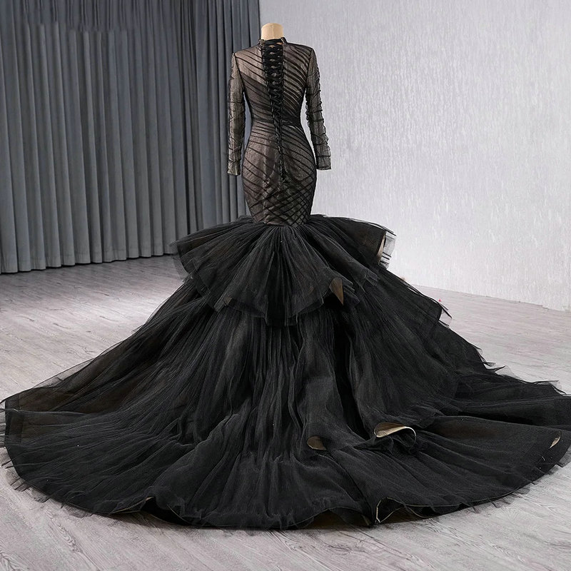 black long sleeve formal dress 1675-4