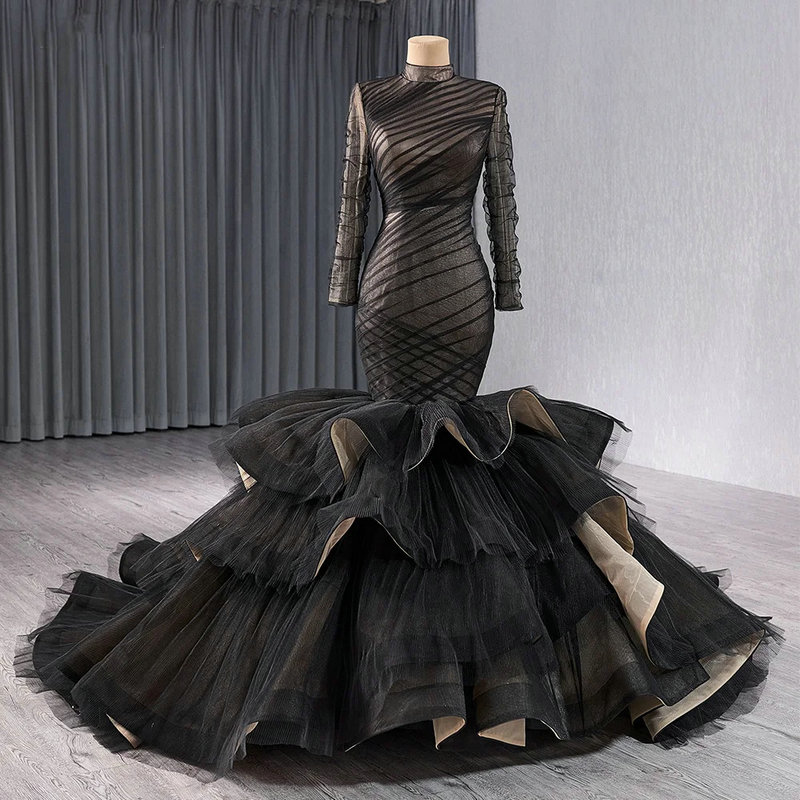 black long sleeve formal dress 1675-5