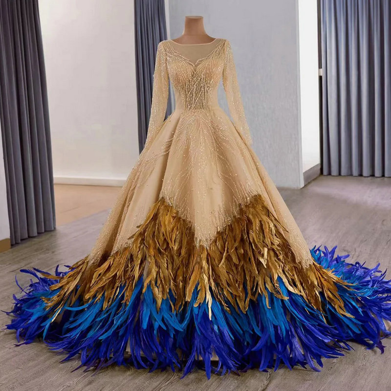 feather evening gown 1654-1