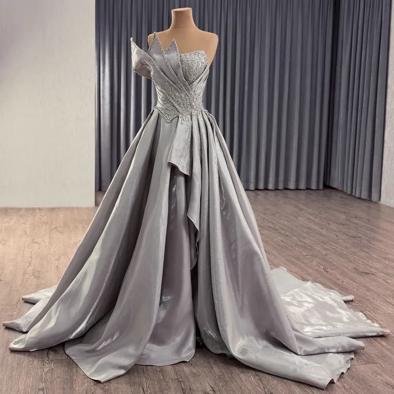 grey wedding guest dress 1643-4