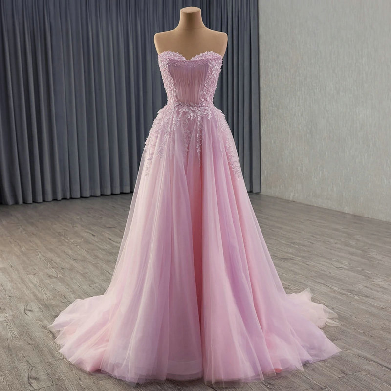 pink a line prom dress 1652-5