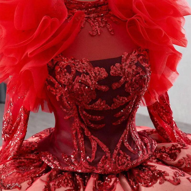 red ball gown prom dress 1656-3