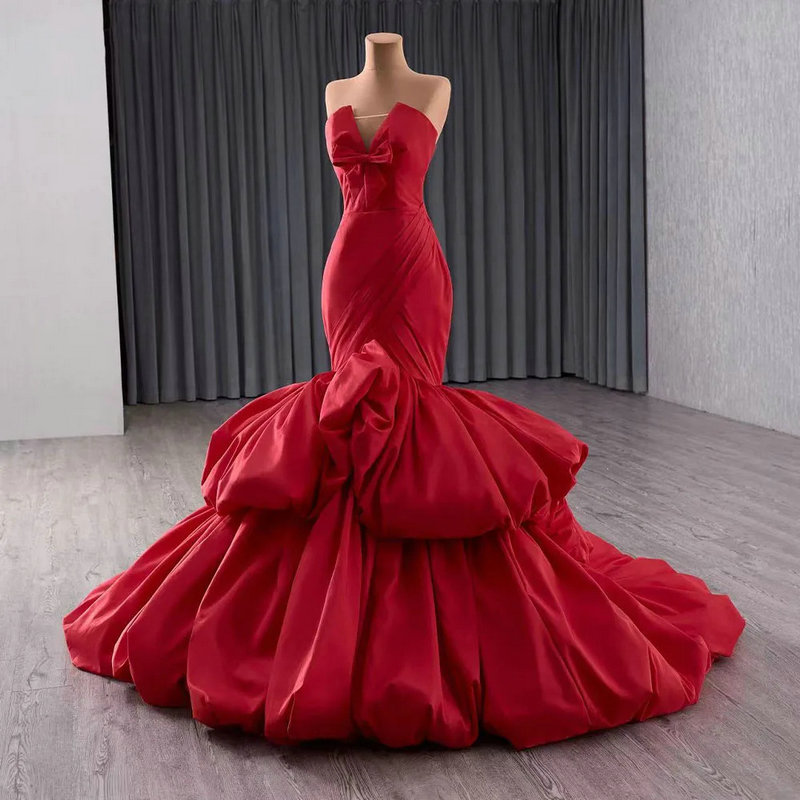 red mermaid prom dress 1655-5