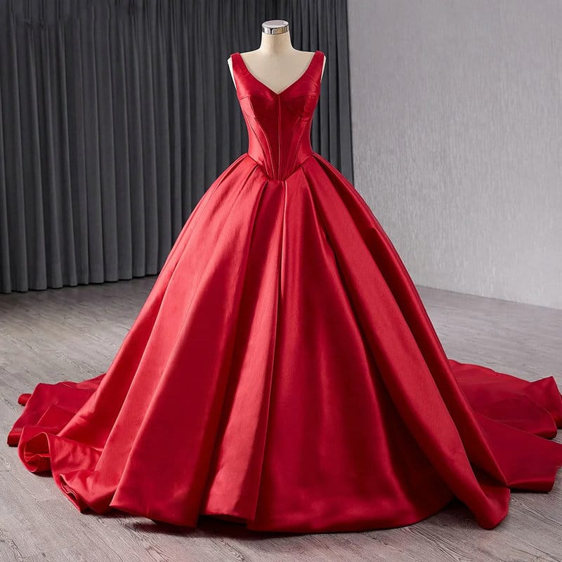 red satin wedding dress 1677-01