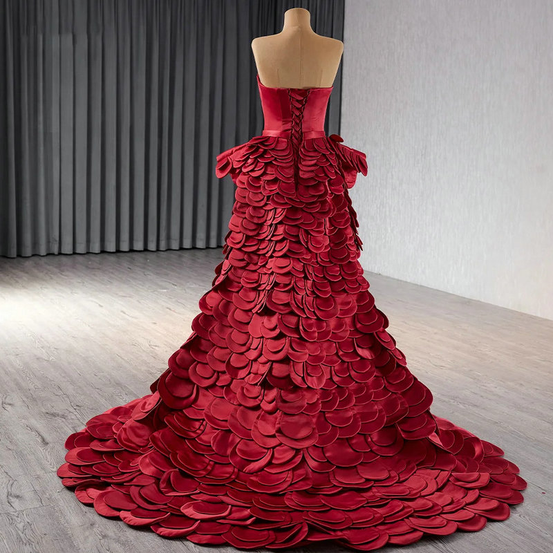 Alternative view of Red Wedding Guest Dress Sweetheart Unique Evening Dress