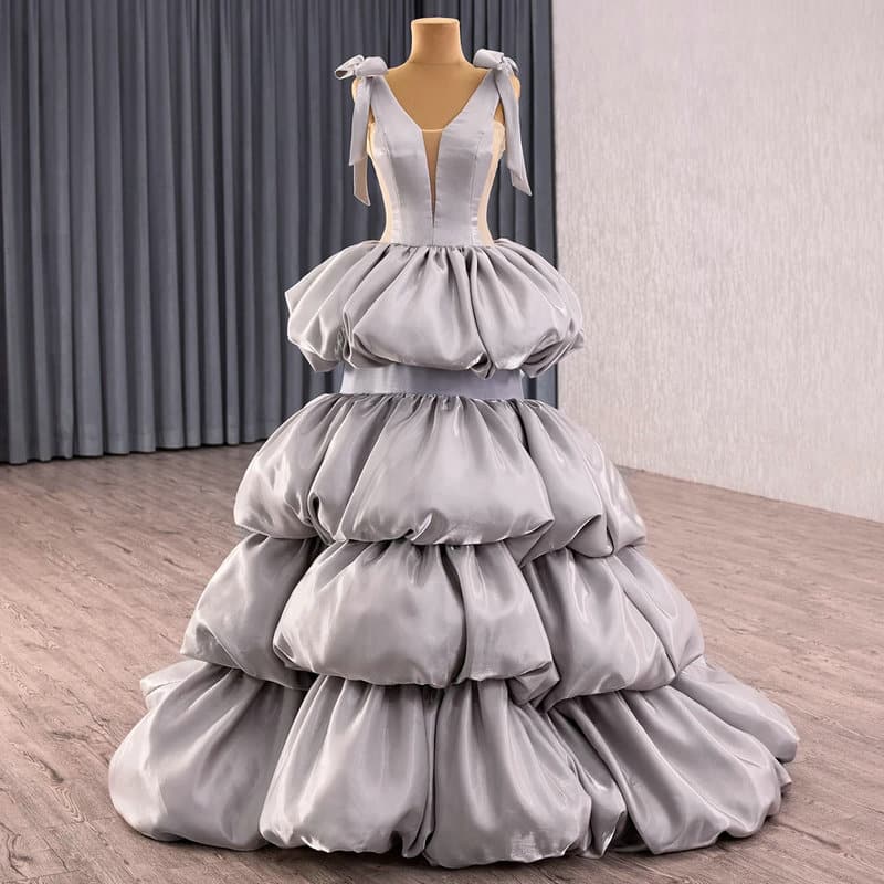 silver evening dress 1645-5