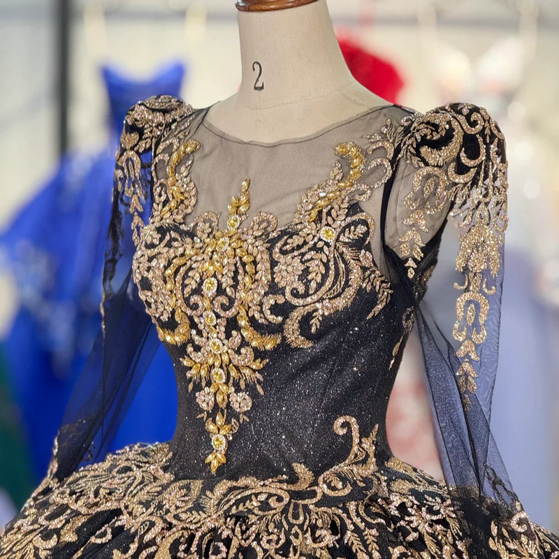 black and gold wedding dress 1688-01