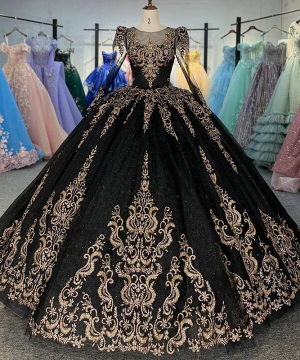 black and gold wedding dress 1688-05