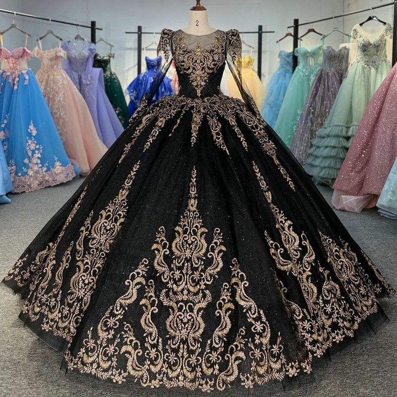 black and gold wedding dress 1688-05