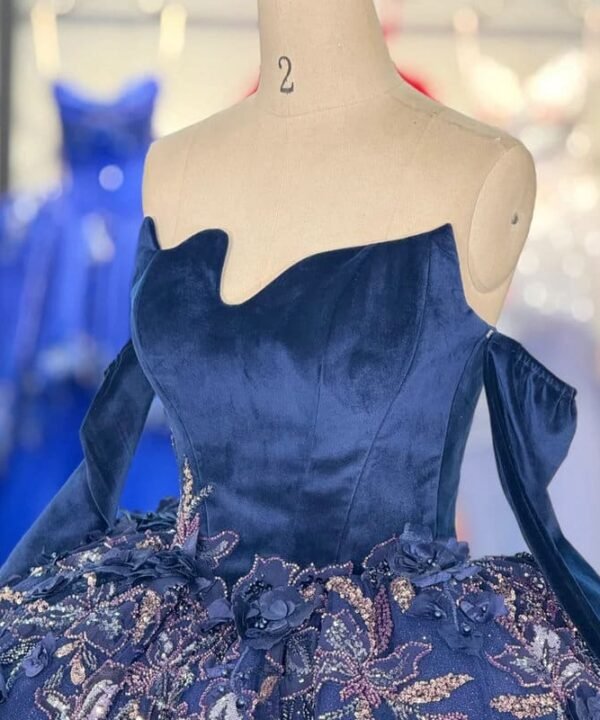 dark blue wedding dress 1715-04