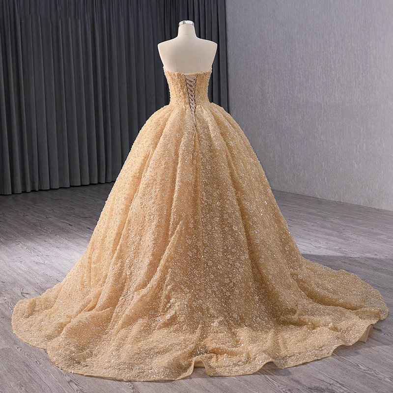 gold ball gown prom dress 1687-01
