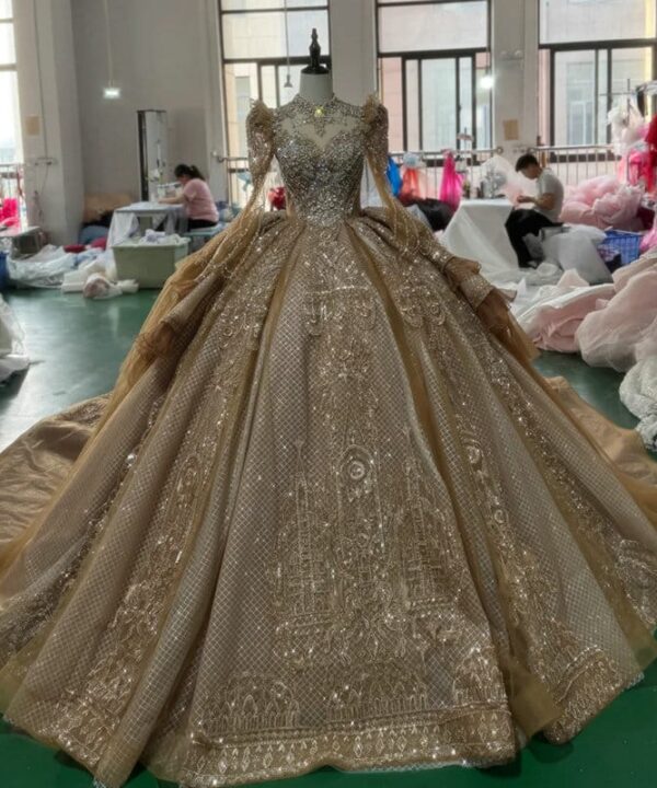 gold wedding dress 1712-01
