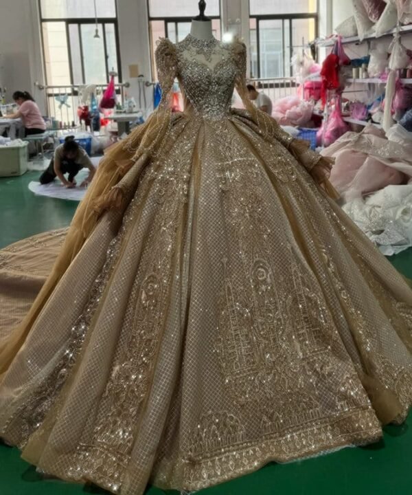 gold wedding dress 1712-05