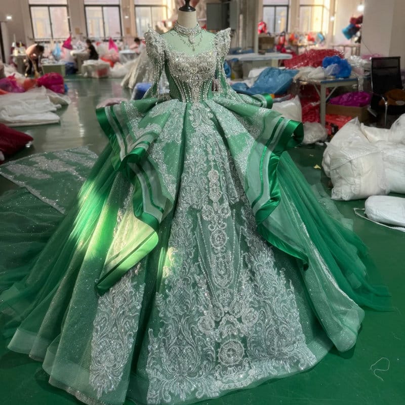 green wedding dress 1711-02