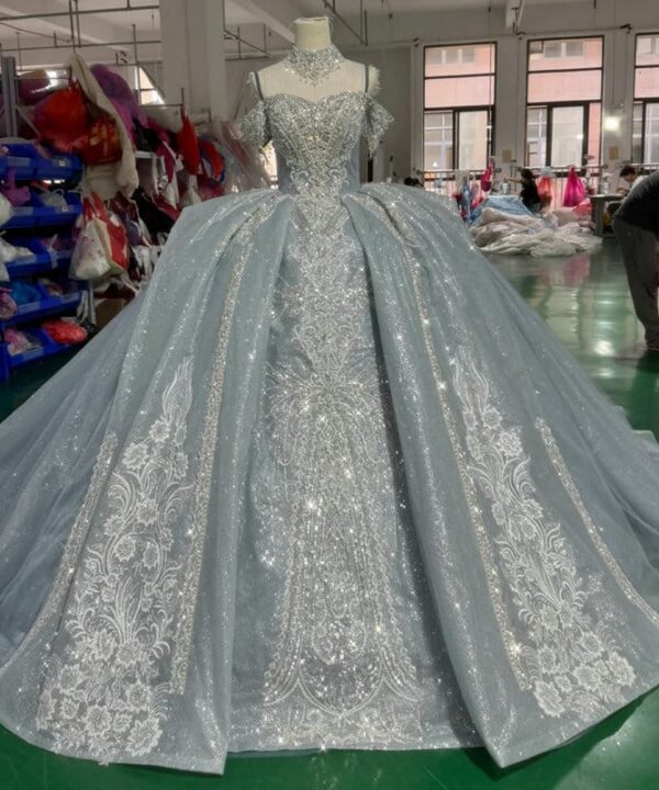 grey wedding dress 1707-01