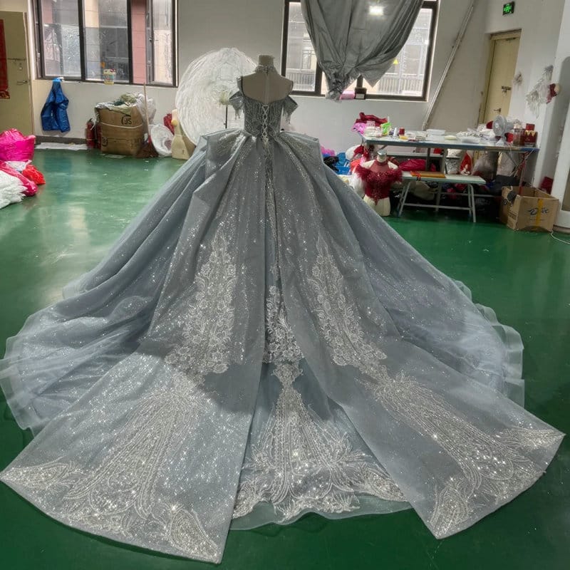 grey wedding dress 1707-04