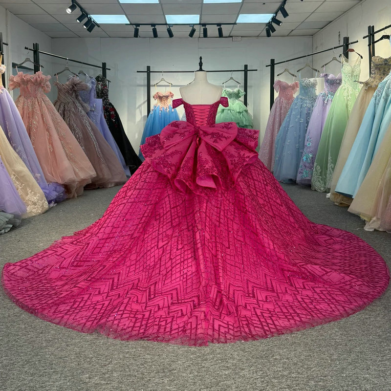 hot pink quinceanera dresses 1703-04